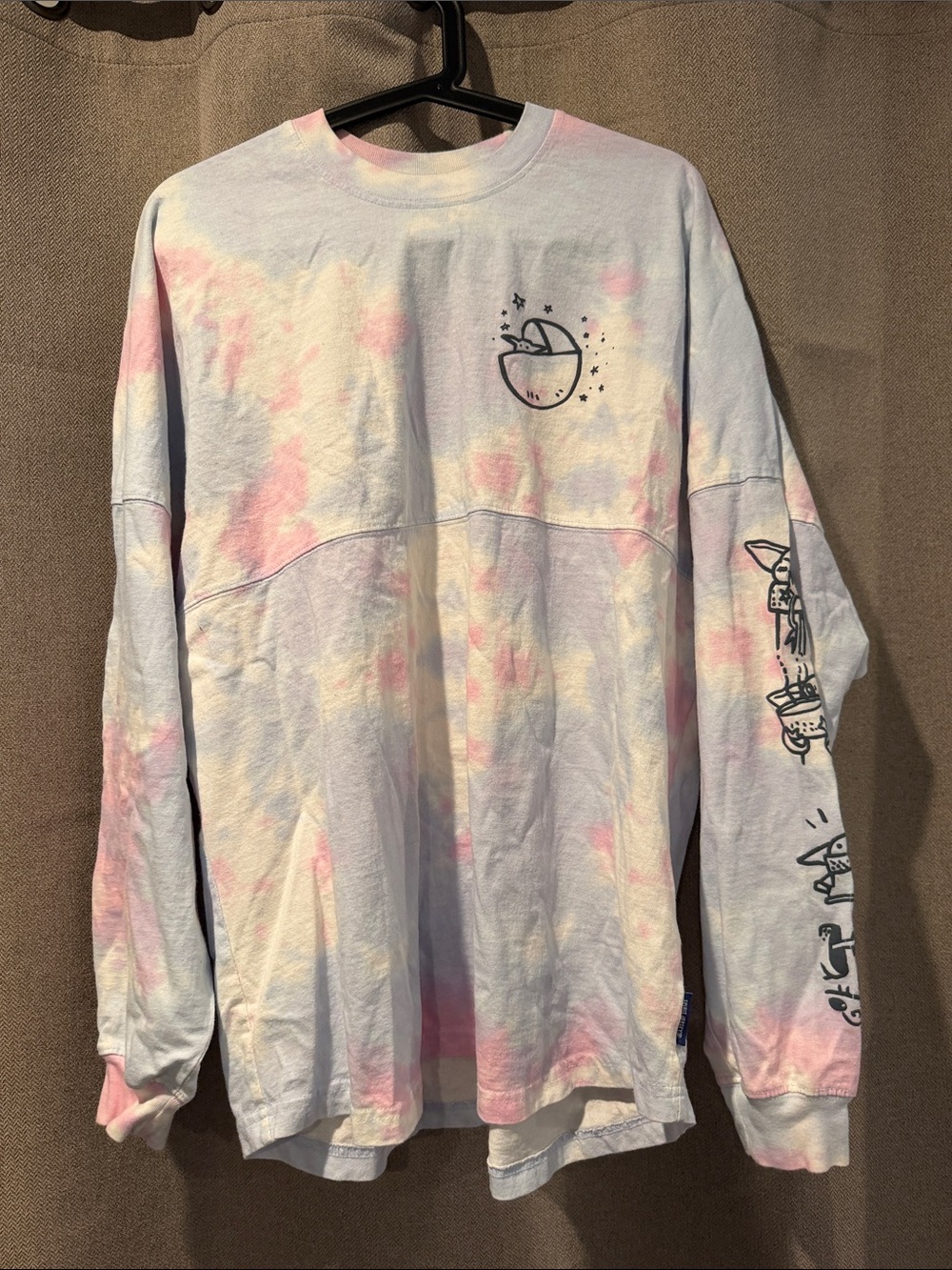Disney Grogu spirit jersey. Tie-Dye Graphic Long Sleeve